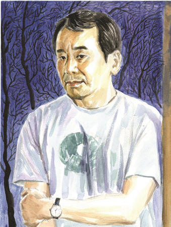 村上春树画像。蔡震 绘