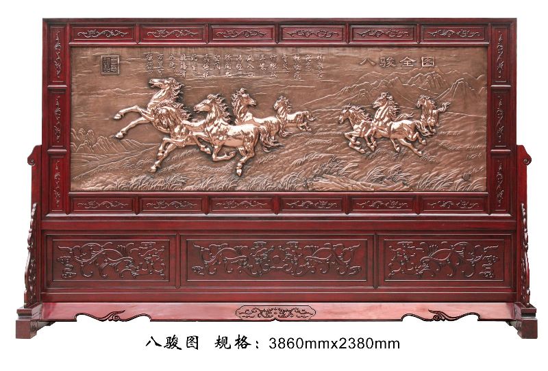 铜壁画厂家 艺术铜浮雕画公司 八骏图 骏马图