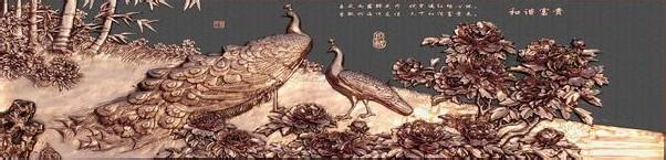 铜壁画厂家 艺术铜浮雕画公司 孔雀