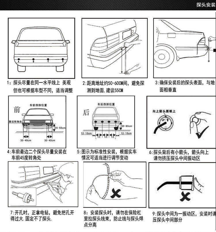 倒车雷达探头安装图解