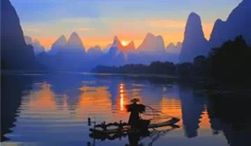 阅读与欣赏 人生哲理 黄昏下的山水画